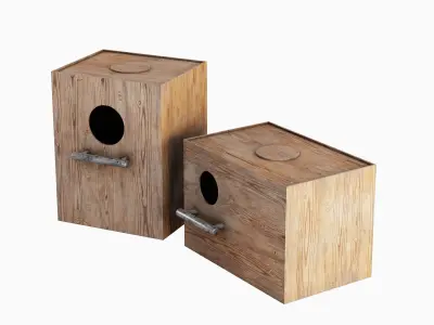 Wooden Birdhouse E 03 Low-poly 3D model