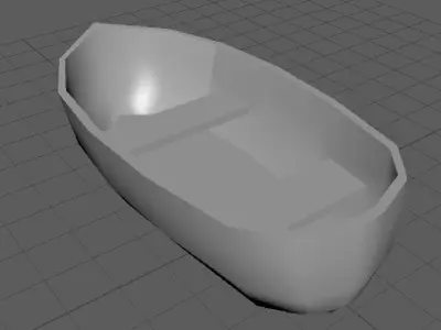 Low poly boat wooden floating in ocean Free low-poly 3D model