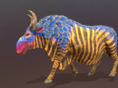 Mythical Zebra COW RUNNING animal 3D model
