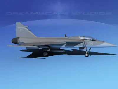 SAAB S39 Gripen Fighter V02 3D model