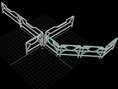 Modular Guardrail - sci fi architectural Low-poly 3D model
