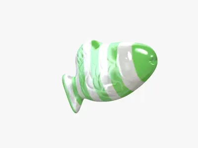 Swedish Fish Green Stripe 3D model 3D model