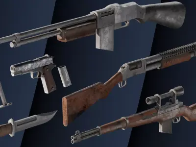 LowPoly FPS Gun Weapon Pack Low-Poly 3D Model Low-poly 3D model