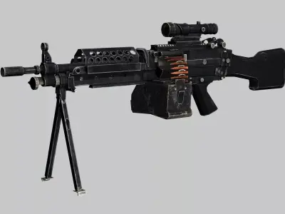 Sig Sauer Machine Gun M249 Saw3 Low-poly 3D Model Low-poly 3D model