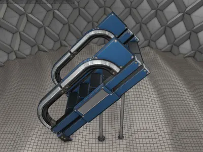 Sci-Fi Stairs - 4 - Blue Version  Low-poly 3D model