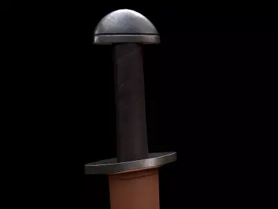 Viking sword Game ready Low-poly 3D model