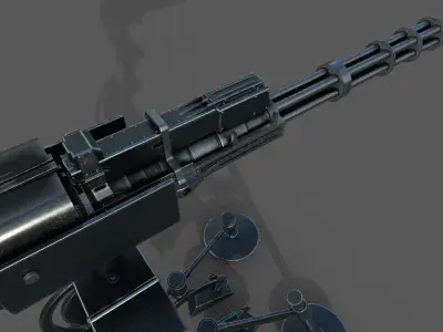 Minigun 3D Model gun on tripod Low-poly 3D model