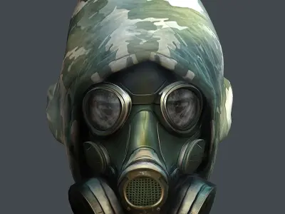 Gas mask helmet 3d model military combat Low-poly 3D model Low-poly 3D model