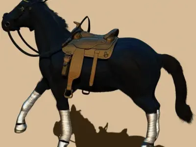Realistic 3d Horse model with saddle Free 3D model