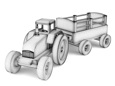 Wooden toy tractor 08 3D model