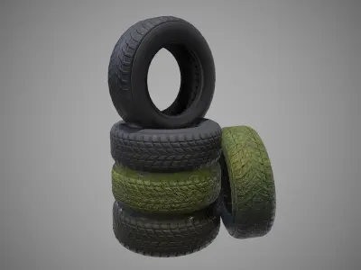 Low poly Tire 03 PBR Game-ready Low-poly 3D model