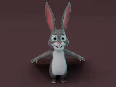 Rabbit Hound Dog Wolf Fox 3D Models Pack Low-poly 3D model