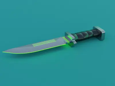 SCI-FI knife 3D model green Low-poly 3D model