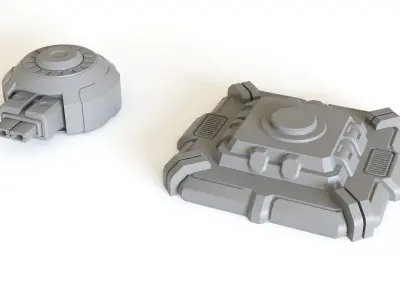 Sci fi turret emplacement for tabletop scenery 3D print model