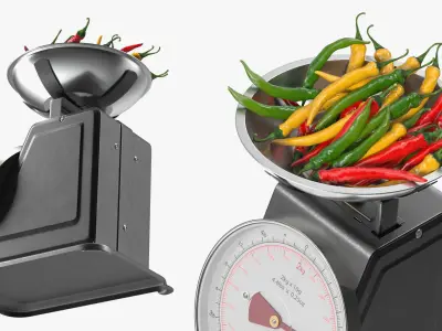 Analog Kitchen Scale with Chili Peppers Black 3D model
