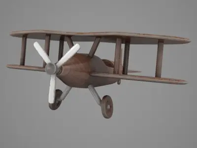 Wood Toy Plane Low-poly 3D model