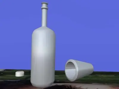 Shampan bottle and glass Free low-poly 3D model
