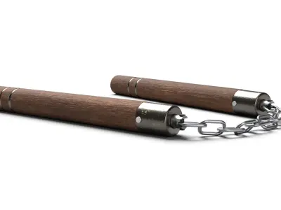 Nunchaku or Nunchuck made of Wood and Steel Low Poly 3D Model Low-poly 3D model