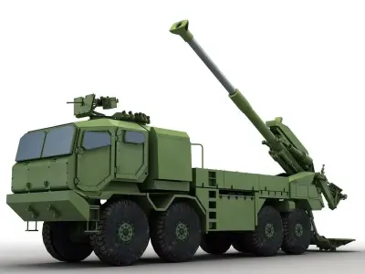 Modern Truck-mounted Cannon Howitzer 3D model