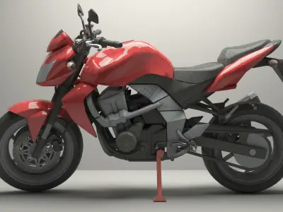 Kawasaki Z750 Low poly 3D Model Low-poly 3D model