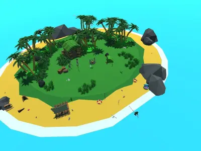 9t5 Low Poly Desert Island Low-poly 3D model