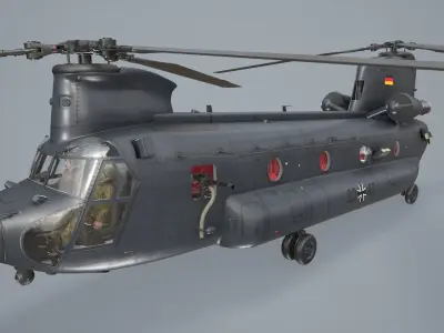  CH-47 Chinook Luftwaffe Complex Animation Low-poly 3D model