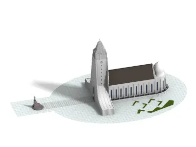 Hallgrimskirkja Reykjavik Iceland 3D model
