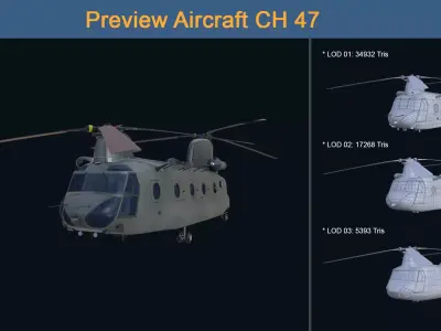 Asset - Army - Aircraft CH 47 Low-poly 3D model