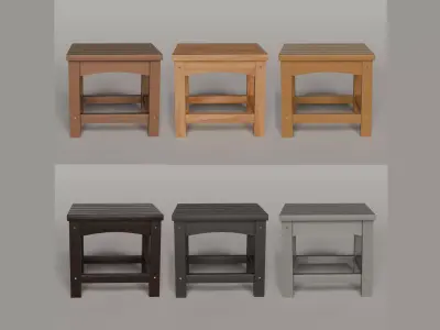 Club Square Side Table - 6 COLORS Wood and Polywood Low-poly 3D model