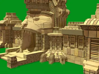 Stylized Monkey Temple Low-poly 3D model
