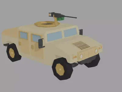 Low Poly HMMWV military vehicle with gun Low-poly 3D model