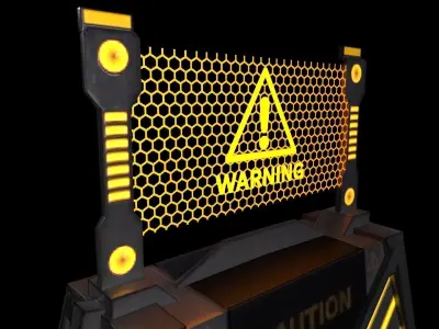 Sci-Fi Firewall - Game Ready Low Poly PBR 3D Model Low-poly 3D model