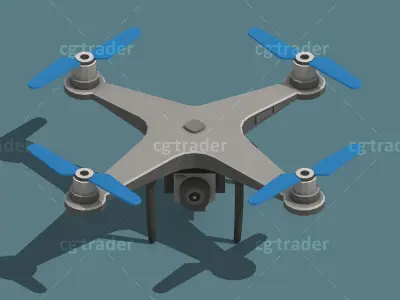 Low Poly Drone Isometric Icon Pack 02 Low-poly 3D model