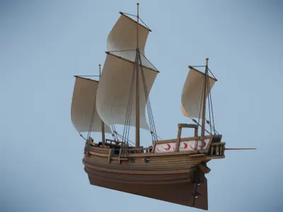 Herring Buss Ship Low-poly 3D model