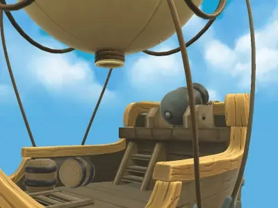 Balloon Boat Dark Low-poly 3D model