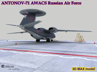 ANTONOV-71 AWACS Russian Air Force Low-poly 3D model