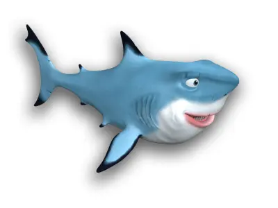 Cartoon blue shark Low-poly 3D model