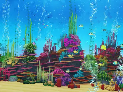 Coral Forest - Seaweed Valley Low-poly 3D model