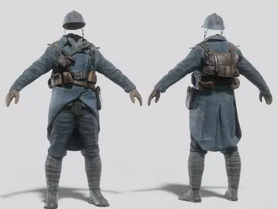 SOLDIER WWI French Rigged 3D model