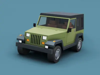 Stylized Cartoon American SUV 4x4 Jeep Low-poly 3D model