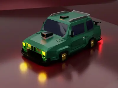 Low-poly Cyber Drift car Free low-poly 3D model