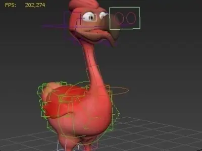 cartoon red bird Low-poly 3D model