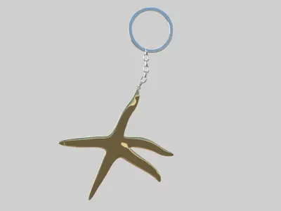 starfish keychain golden 3D model