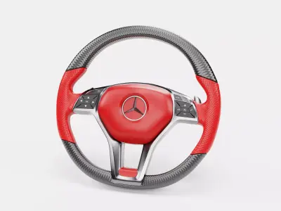 3d Steering Wheel With Red Cover 3D model