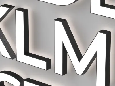 Backlit alphabet 3d volumetric glowing letters numbers symbols 3D model