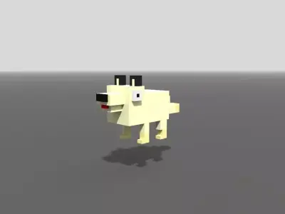 Voxel Arctic Fox Low-poly 3D model