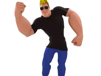 Johnny Bravo cartoon character Free low-poly 3D model