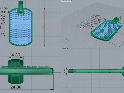 Military Style Pave Pendant 1088 3D print model purchase
