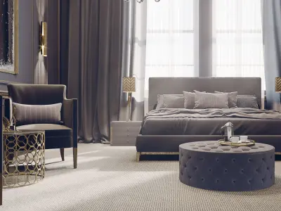 Corona - C4D files - Hotel Bedroom Interior 3D model 3D model