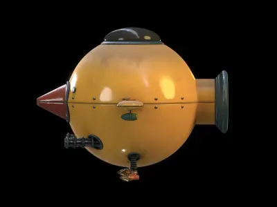 Cute gun chicken Low-poly 3D model